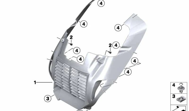 Moldura de radiador OEM 46637725014 para motos BMW C 650 GT (K19). Original BMW Motorrad.