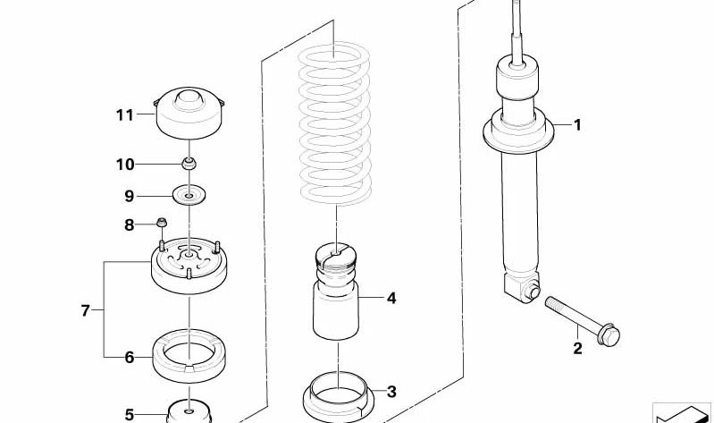 Amortiguador trasero OEM 33526786530 para BMW E63, E64. Original BMW.