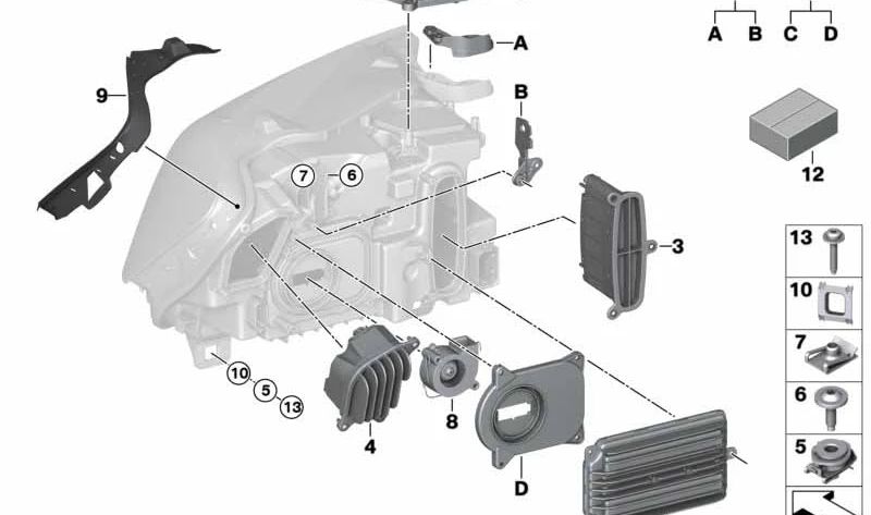 Módulo LED para faro delantero OEM 63117440883 para BMW F25 (X3), F26 (X4). Original BMW.