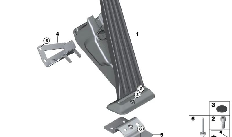 Support de pédale accélérateur supérieur OEM 35426855712 pour BMW i3, I01, I01n. Pièce BMW originale.