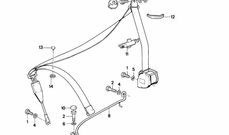 Guia deslizante OEM 72111904962 para BMW E30, E34, E32. Pedaço do sistema de ajuste e âncora do cinto de segurança. BMW original.