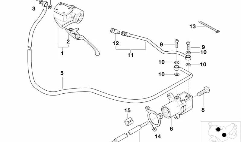 Tubo hidráulico de embrague OEM 21527663712 para BMW Motorrad R1200GS, R1200R, R1200RT, R1200S, R nineT, HP2 Megamoto y HP2 Enduro. Recambio original BMW Motorrad.