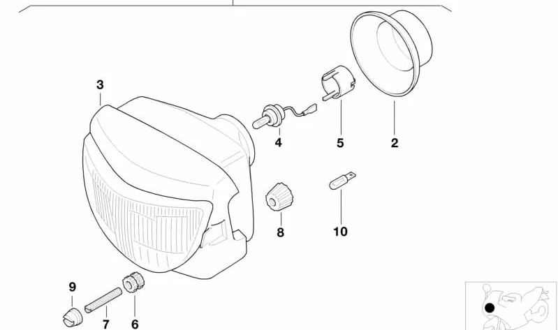 Faro delantero OEM 63127691001 para motos BMW F 650 GS, F 650 CS Dakar, G 650 GS. Original BMW Motorrad.