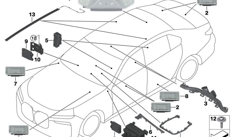 Luz de lectura interior OEM 63315A795A9 para BMW Serie 7 G70 (735i, 740d, 740d xDrive, 740i). Original BMW.