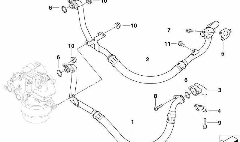 Board de pénalité OEM 11427835453 pour BMW E60, E61, E63, E64. Pièce BMW d'origine utilisée dans le système d'huile (lignes de filtre / huile). Idéal pour l'entretien ou la réparation du moteur.