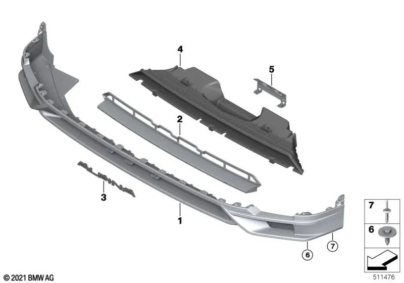 Spoiler dianteiro para BMW X7 G07 (OEM 51117998598). BMW originais.