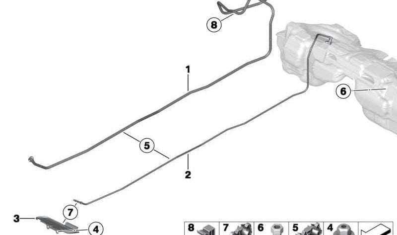 Tubo de alimentación de combustible OEM 16127244772 para BMW F20, F20N, F21, F21N. Original BMW.