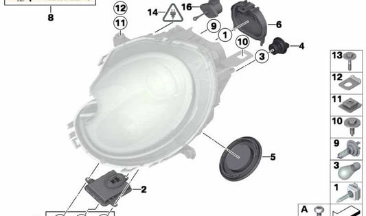 OEM Oppressor POS 63122752225 pour Mini R56, R56 LCI, Clubman R55, Cabrio R57, Coupé R58, Roadster R59, Countryman R60, Paceman R61. Mini d'origine.