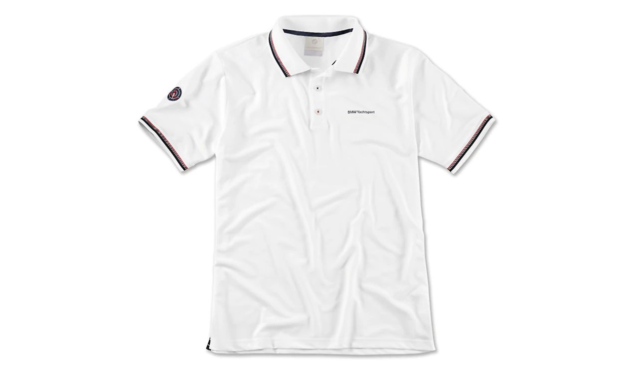 Polo Yachtsport blanco talla M para BMW, protección UV 40+, piqué funcional, colección 2019-2021. Válido para BMW. Original BMW.