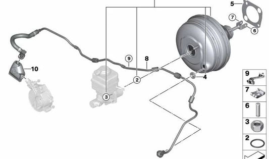 Suporte ao duto do esgoto OEM 11667599548 para BMW F07, F10, F11, F06, F12, F13, F01, F02, F04. BMW original.