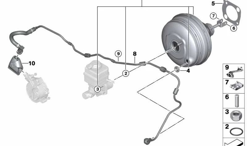 Original OEM brake booster 34336790454 for BMW F07, F10, F06, F12, F13, F01, F02. Genuine BMW.