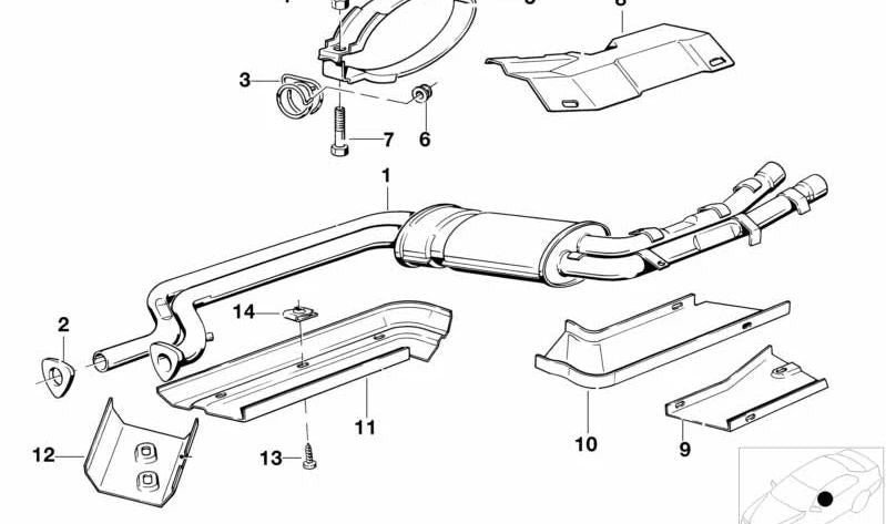 OEM intermédiaire silencieux 18121175324 pour BMW E23. Compatible avec tous les modèles de cette série. Pièce BMW originale.