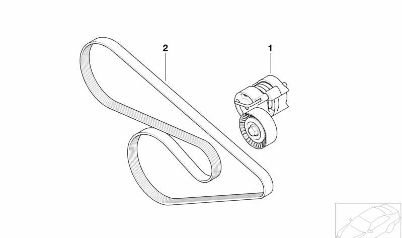 Tensor mecánico de la correa OEM 11287558969 para BMW E81, E87, E88, E90, E91, E92, E93, E60, E61. Original BMW.