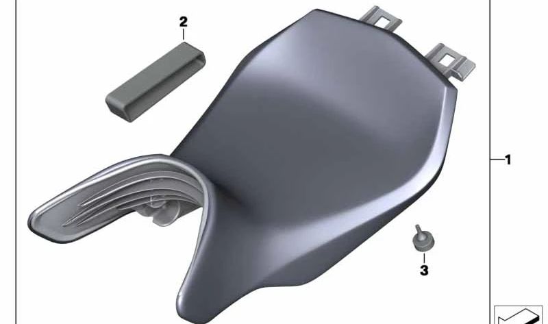 Asiento del conductor negro bajo OEM 52535A677D3 para motos BMW R 1250 R, R 1250 RS. Original BMW Motorrad.