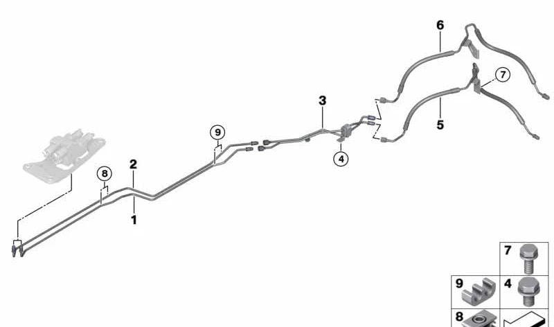 Druckschlauch pneumatischer Suspension OEM 37136772446 für BMW X5 (E70, F15, F85) und BMW X6 (E71, F16, F86). Original BMW