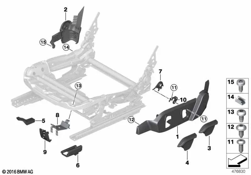 Palanca de ajuste de altura del asiento izquierdo OEM 52107304217 para BMW i3 I01, i3 I01 LCI, i8 I12. Original BMW.