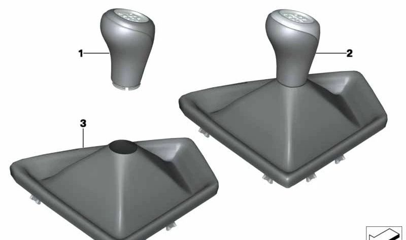 Bouton de changement de cuir avec soufflet / 6 vitesses pour BMW F40, F44 (OEM 25118740432). BMW d'origine