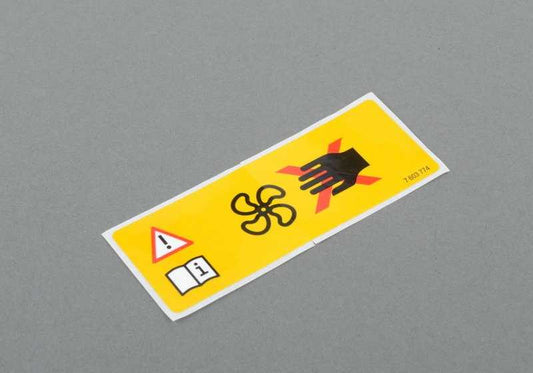 Rótulo indicativo "Ventilador Radiador" OEM 71227603774 para BMW F30, G20, G30, i4, X5, MINI F56, Countryman… y más. Original BMW y MINI.