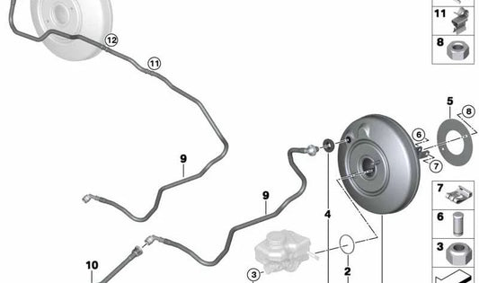 Amplificador de la fuerza de frenado OEM 34336864668 para MINI F55, F56, F57, F55 LCI, F56 LCI, F57 LCI. Original MINI.