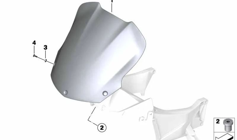 Cúpula parabrisas alta OEM 71607693913 para BMW Motorrad R1200GS (K50), R1200GS Adventure (K51), R1250GS (K50), R1250GS Adventure (K51). Original BMW Motorrad.