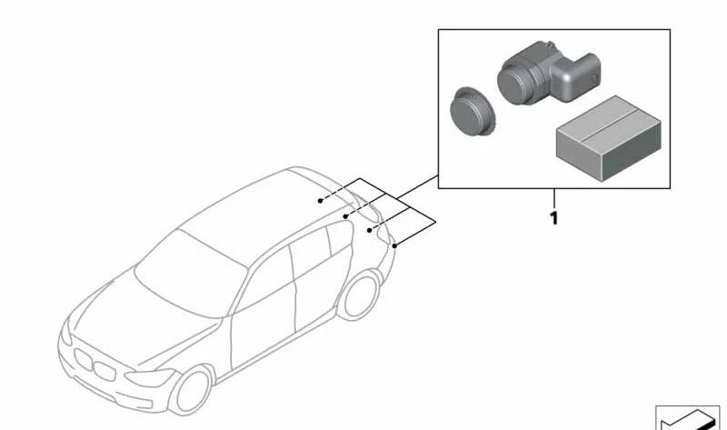 Kit sensor de aparcamiento trasero OEM 66202230399 para BMW F20, F20N, F21, F21N, F22, F23. Asistencia de parking para facilitar el aparcamiento. Original BMW.