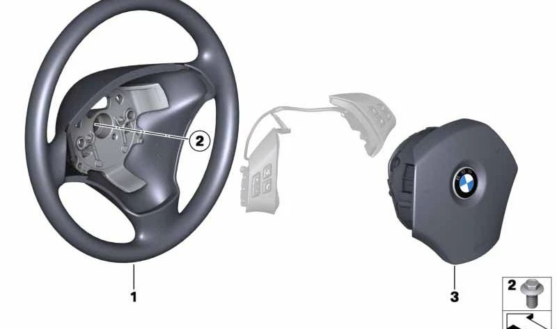 Volante de cuero OEM 32306795569 para BMW E90, E91, E84. Original BMW.