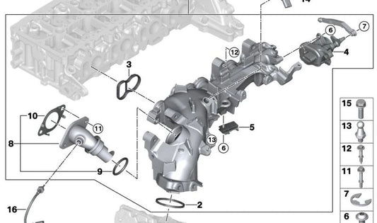 O -me Board 11613465970 per BMW F70 (118d, 120d) e BMW F74/U06 (218d, 220d). Compatibile con il sistema AGR di ammissione. BMW originale.