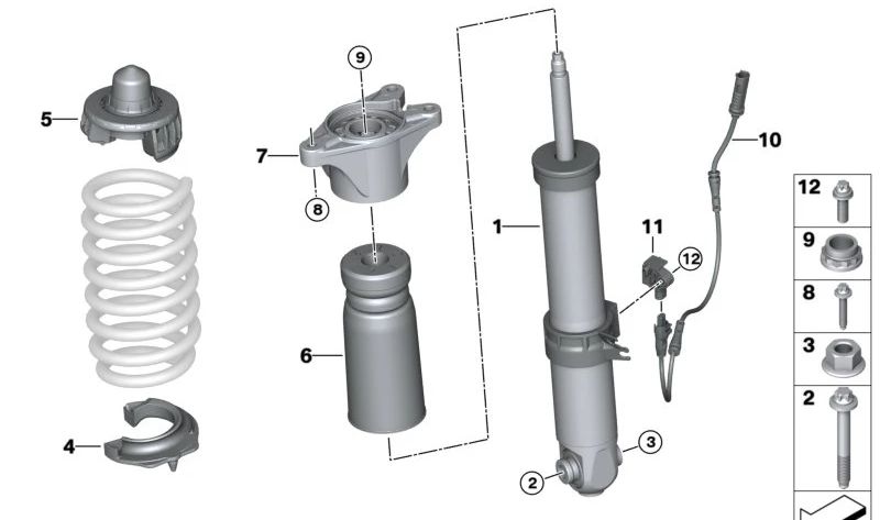 Absorbeur à amortisseur arrière EDC OEM 33508091382 pour BMW G83 et G83N. Remplacement BMW d'origine.