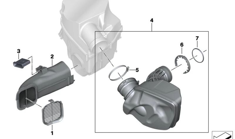 Conducto de admisión OEM 13715A1BC31 para BMW Serie 5 G60, G61 y Serie 7 G70. Original BMW.