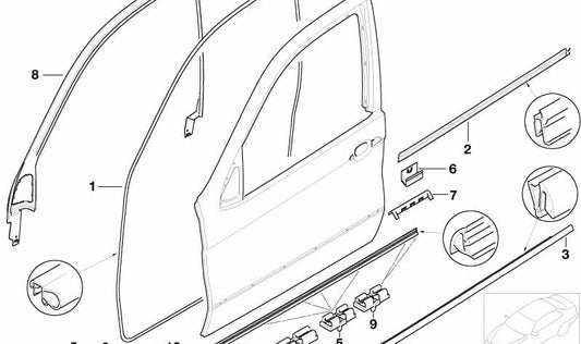 Cubierta exterior izquierda OEM 51328251591 para BMW X5 E53. Original BMW.