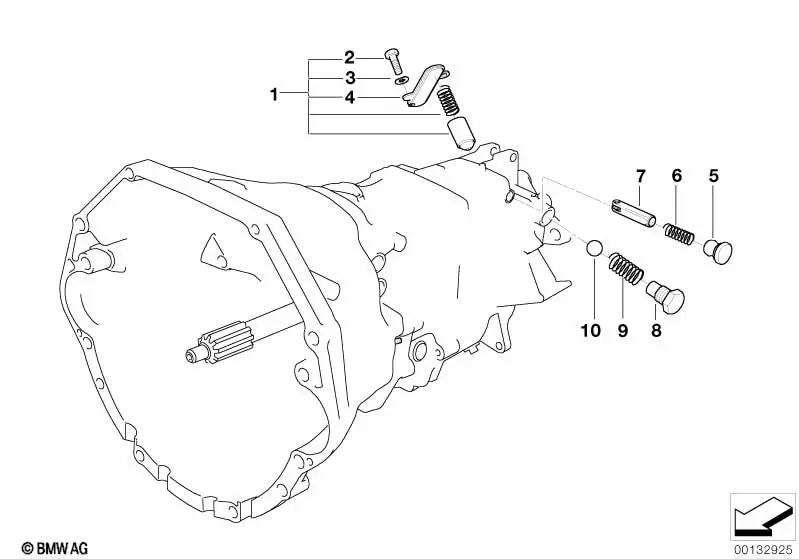 Dispositivo de retención OEM 23317530787 para BMW M3 E46 (BL91, BL92, BR91, BR92, BL95, BL96) con motor S54 y transmisión manual. Original BMW.