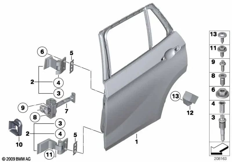 Dichtung Türbremse Hienten per BMW E84 (OEM 512229998). BMW originale