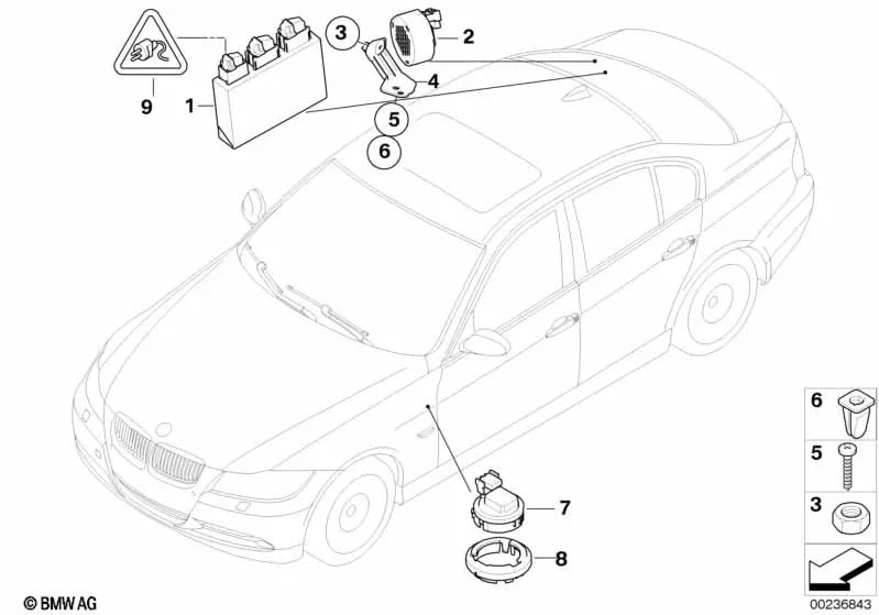 PDC Speaker Bracket for BMW 3 Series E90, E90N, E91, E91N, E92, E92N, E93, E93N (OEM 66206938777). Original BMW