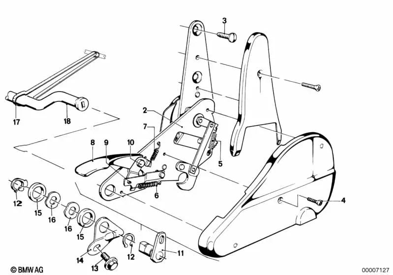 Muelle de tensión OEM 52101841739 para BMW E21, E12, E28, E24, 2500-3.3Li, E23. Original BMW.