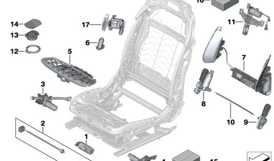 Base de rejilla respaldo asiento ventilado OEM 52107457458 para BMW F90, F90N, G30, G30N, G31, G31N, G38, G38N, G32, G32N, G11, G11N, G12, G12N. Original BMW.