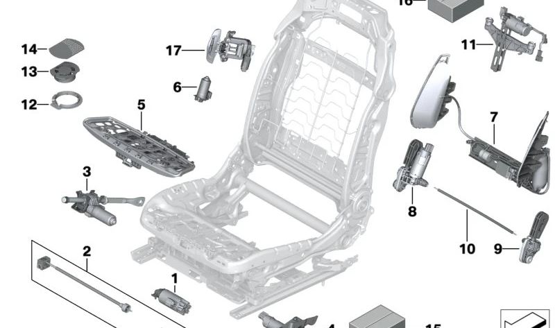 Lumbalunterstützung mit OEM 52107387535 Rückenlehne für BMW F90, F90N, G30, G30N, G31, G31N, G38, G38N, G32, G32N. Original BMW.