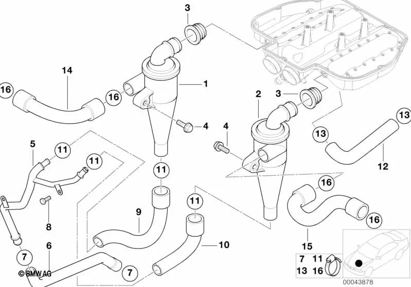 Separador de aceite para BMW E39, E52 (OEM 11151406789). Original BMW