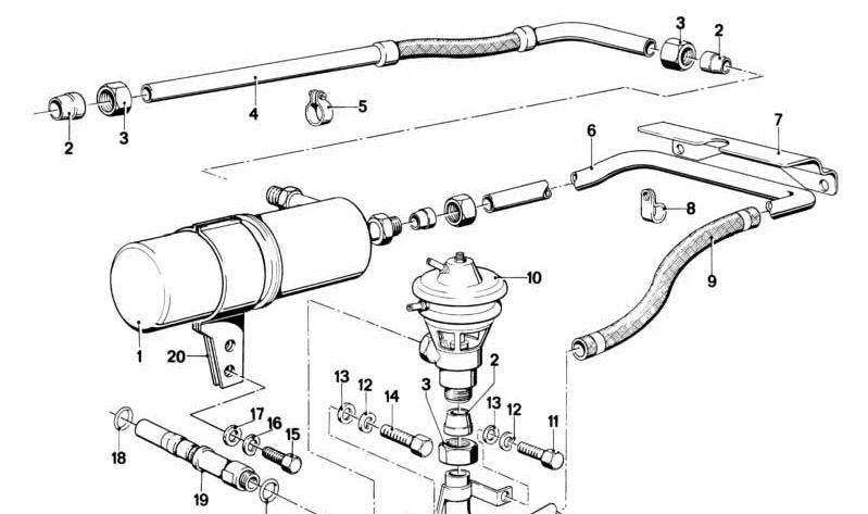 Filtre de gaz d'échappement 11711265818 pour BMW E12, E24, E23. BMW d'origine.