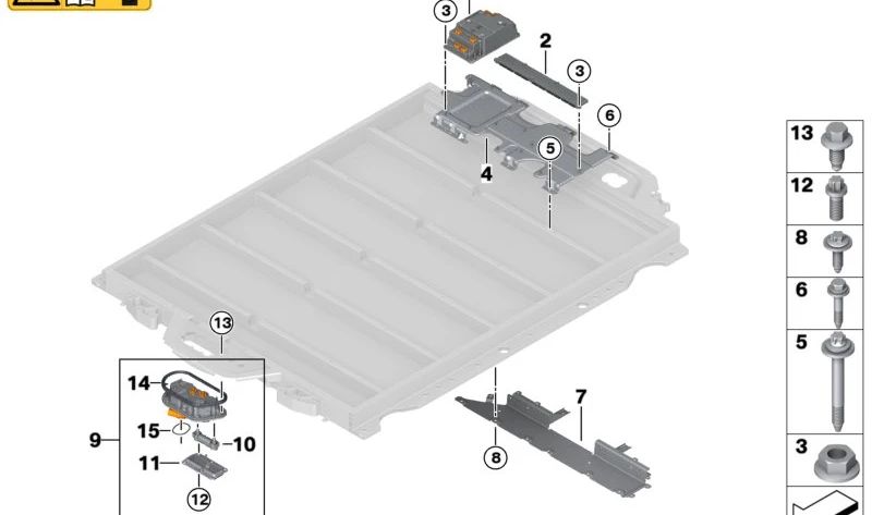 Prise en charge arrière de la batterie OEM 61278834405 pour BMW I20 (IX XDrive M60, M60, XDrive40) de 2021 à 2025. Pièce BMW d'origine, partie du système de batterie haute tension.