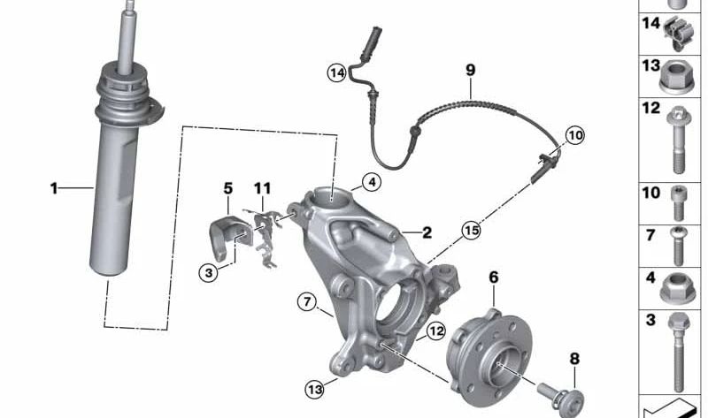 Amortiguador delantero izquierdo OEM 31316899533 para MINI F56 Cooper, Cooper D, Cooper S. Compatible con modelos de 2021 a 2024. Original MINI.