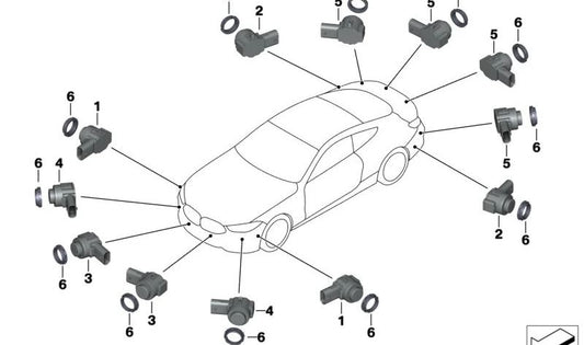 Ultrasonischer Parksensor Wolkenkratzer OEM 66207927956 für BMW F40, F44, G30N, G31N, G32N, F93, G14, G15, G16, G18. Original BMW.