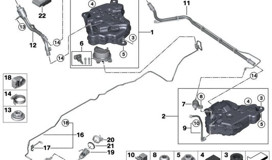 Tubería dosificadora AdBlue OEM 16197451324 para BMW G20 320d/330d, G21 330d, compatibles con tracción trasera y xDrive. Original BMW.