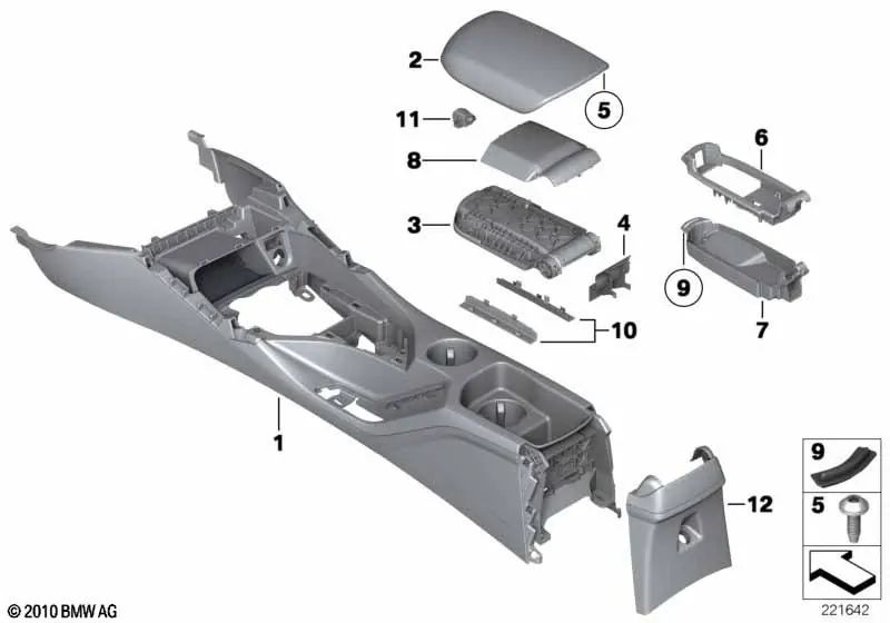 Copertura centrale di Refrazos per BMW X1 E84 (OEM 5116293645). BMW originale