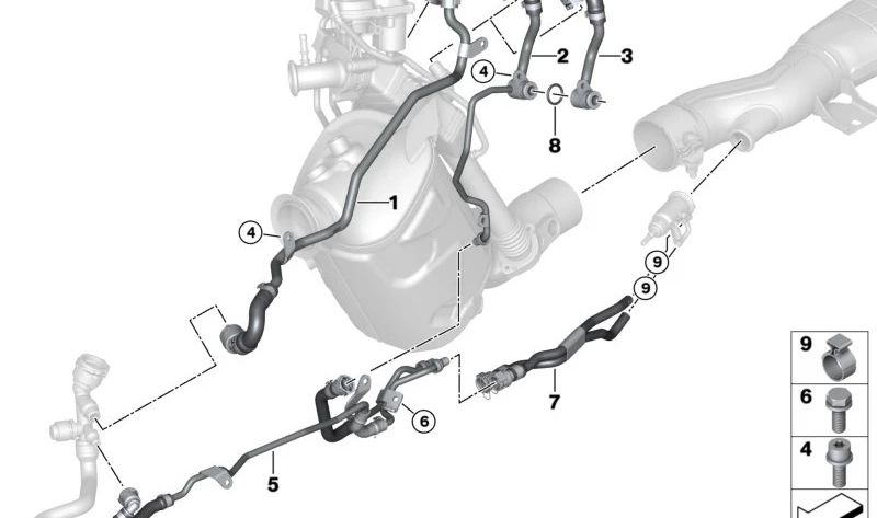 Manguera módulo dosificador SCR OEM 17128473961 para BMW G11, G12. Original BMW.