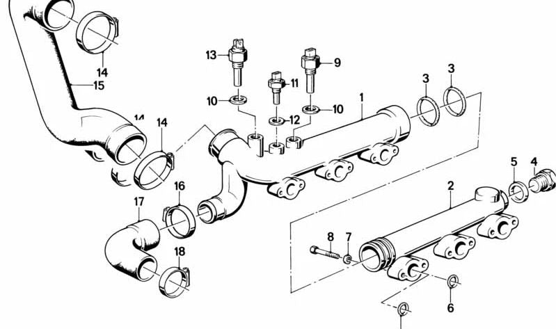 Manguera de refrigerante OEM 11531307244 para BMW E30, E36, Z3. Original BMW.