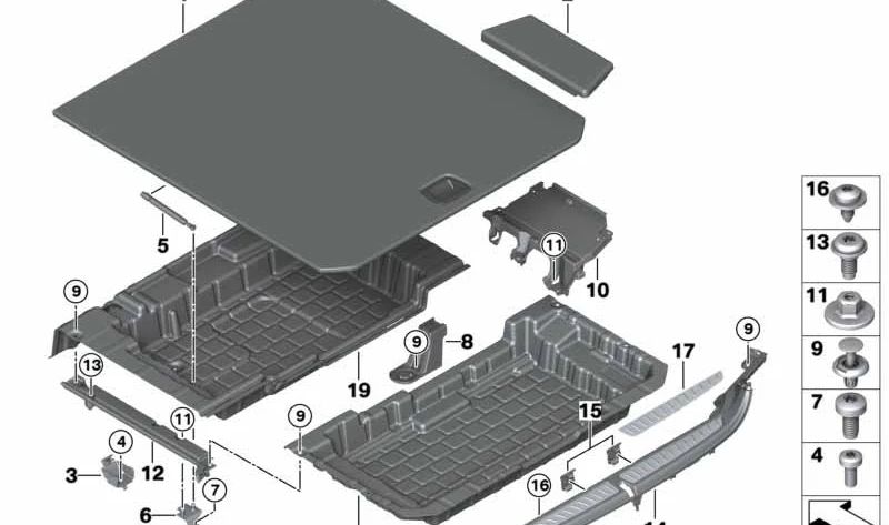 Tapa izquierda maletero OEM 51477445485 para BMW Serie 6 G32 (620d, 620d xDrive, 630d) años 2017-2024. Pieza original BMW. Ideal para sustituir la tapa lateral del maletero izquierdo.