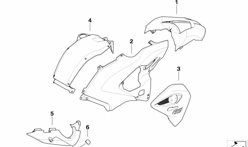 Acabamento lateral direito OEM 46637686088 para BMW Motorrad G 650 GS (2010-2015). Originais BMW Motorrad.