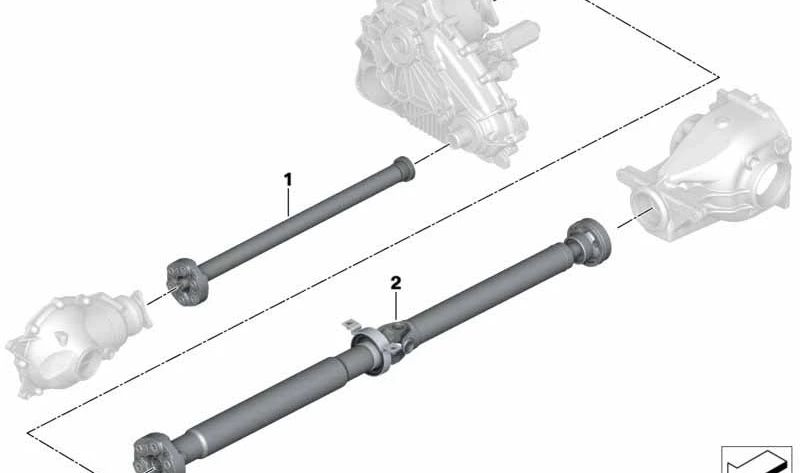 Cardán delantero OEM 26201229606 para BMW X5 E53. Pieza original BMW.