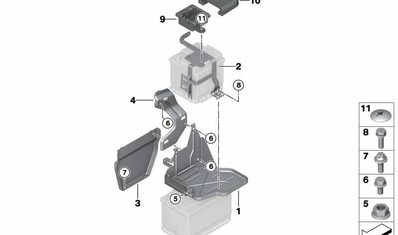 Protección batería en caso de vuelco OEM 61217605412 para BMW F30 ActiveHybrid 3 (modelos F01, F02, F03). Original BMW.