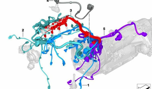 Cableado motor sensor módulo 2 OEM 12515A01D70 para BMW G20, G20N, G21, G21N, X3 G01, G01N. Original BMW.
